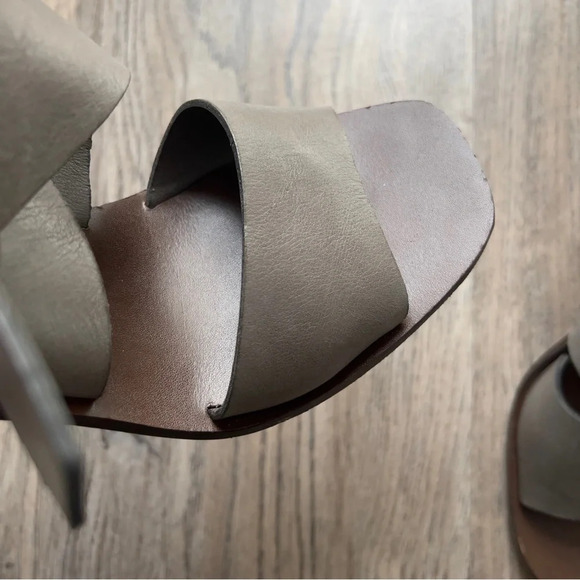 Boemos Italy Sandals Block Heel Dark Gray Leather Square Toe  7.5 38 - Picture 4 of 9